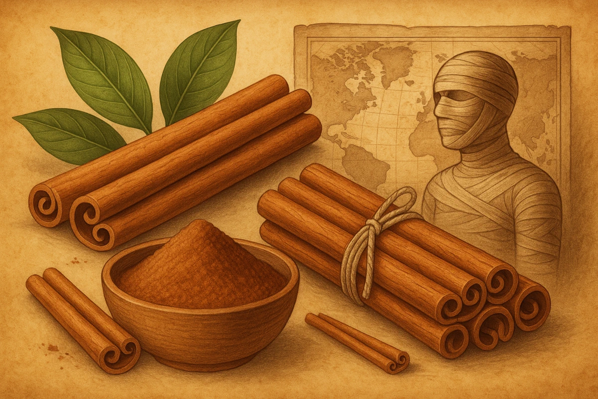 Cynamon – ilustracja poglądowa przedstawiająca korę cynamonowca
