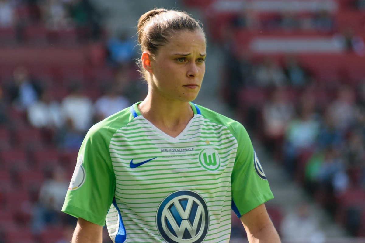 Ewa Pajor podczas finału Pucharu Niemiec 2018 w barwach VfL Wolfsburg
