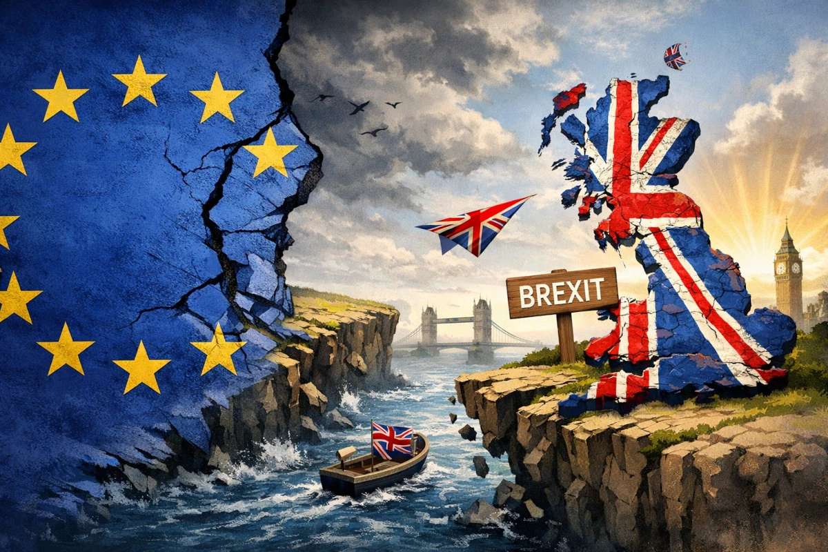 Ilustracja poglądowa przedstawiająca Brexit
