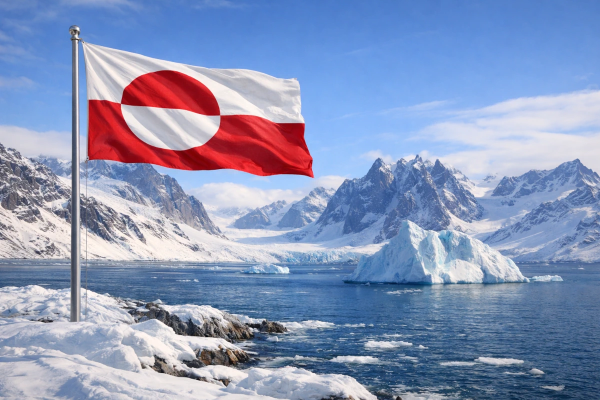 Ilustracja poglądowa przedstawiająca krajobraz Grenlandii
