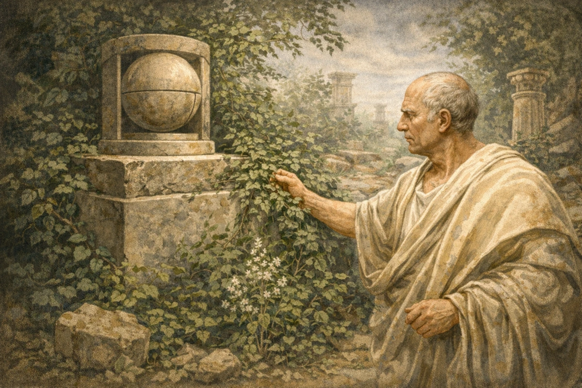 Ilustracja poglądowa grobu Archimedesa w Syrakuzach