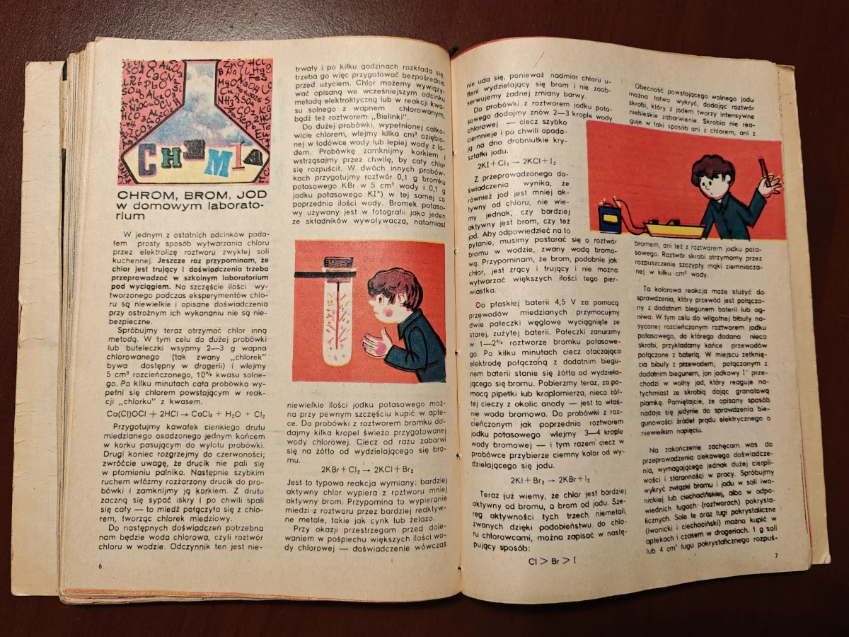 Kącik chemiczny w piśmie Kalejdoskop Techniki – archiwalne wydanie
