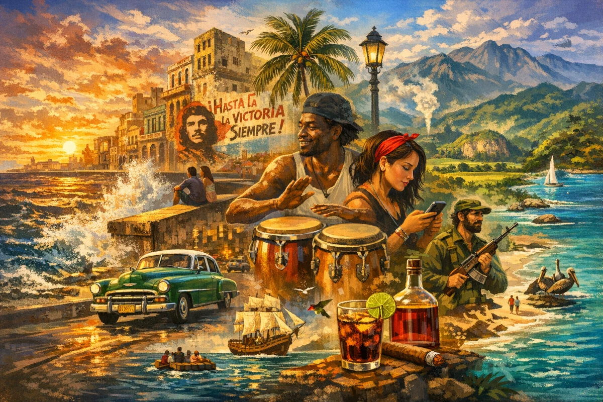 Kuba – malowniczy krajobraz wyspy z kolonialną architekturą, górami i tropikalną roślinnością
