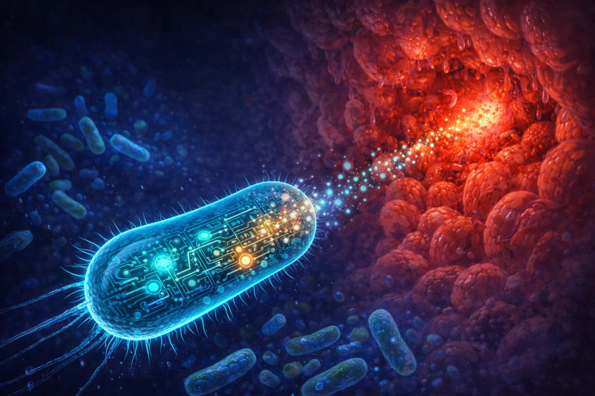 Symboliczna wizualizacja programowanych bakterii – mikroorganizmy jako nośniki informacji genetycznej i narzędzia inżynierii biologicznej