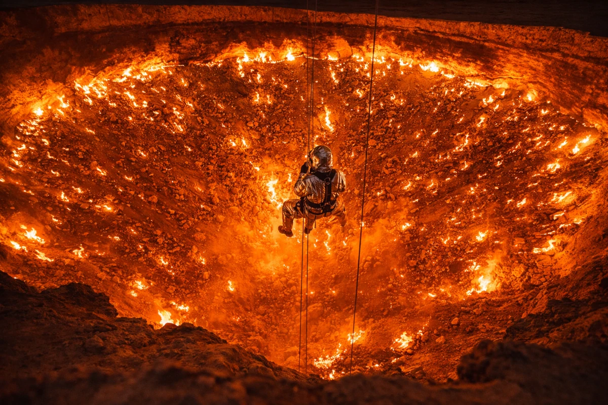 Ekspedycja George’a Kourounisa badająca krater Derweze