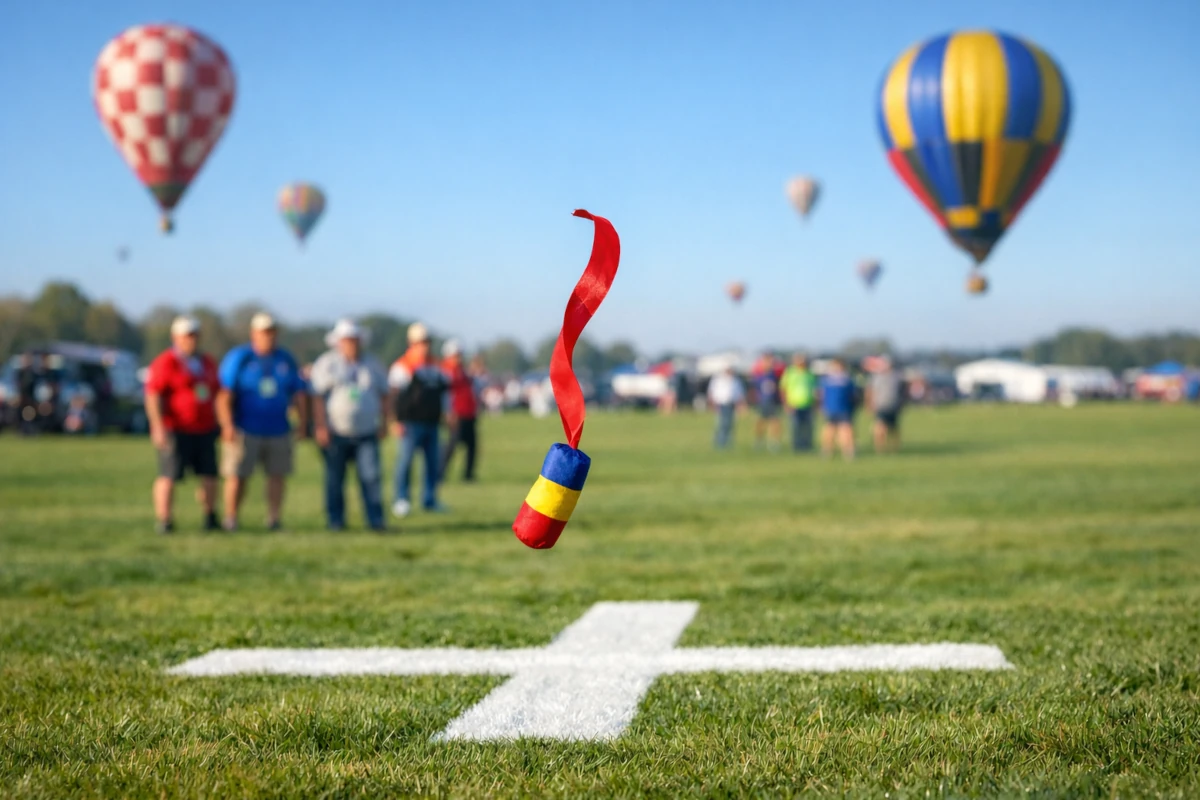 Zrzut markera na cel podczas zawodów balonowych