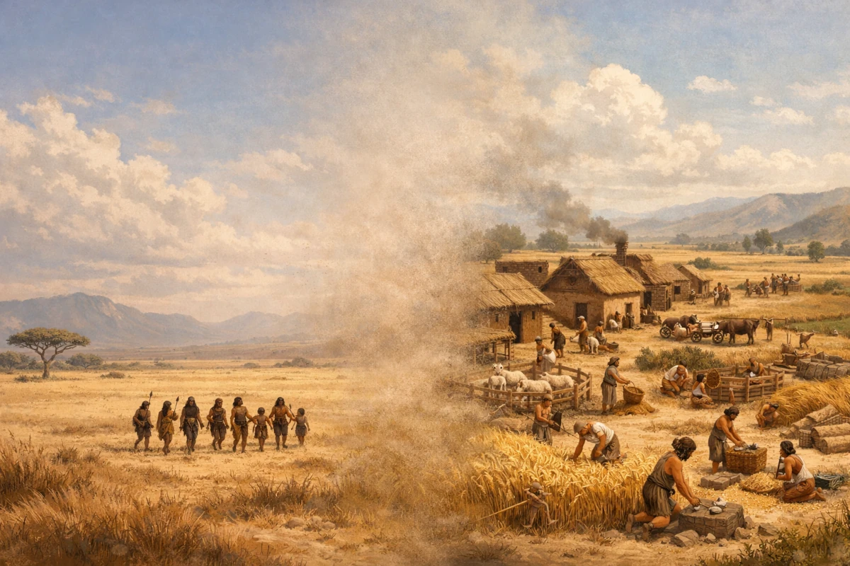 Przed rewolucją neolityczną i rewolucja neolityczna – przejście od życia łowiecko-zbierackiego do rolnictwa