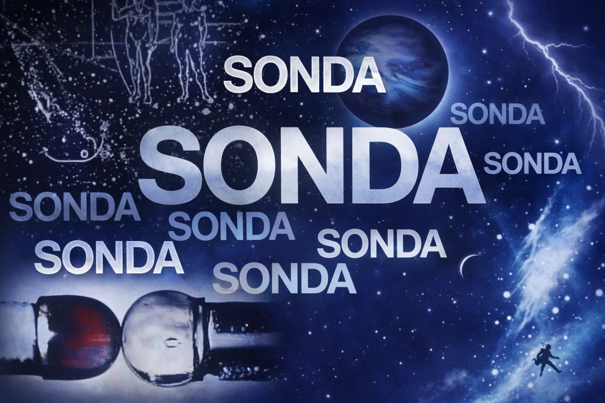 Program popularnonaukowy SONDA emitowany w polskiej telewizji, prowadzący prezentują eksperyment lub urządzenie w studiu
