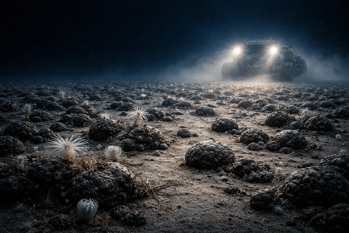 Konkrecje polimetaliczne rozsiane na dnie abysalnym oceanu