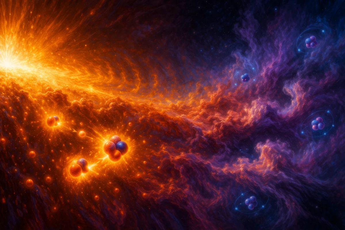 Powstawanie jąder helu w pierwszych chwilach po Wielkim Wybuchu w gorącej plazmie kosmicznej