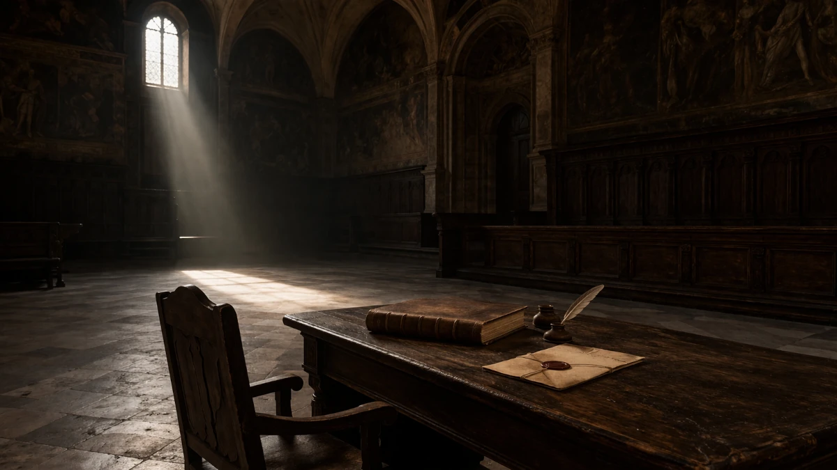 Sala przesłuchań w epoce renesansu – symbol procesu Galileusza