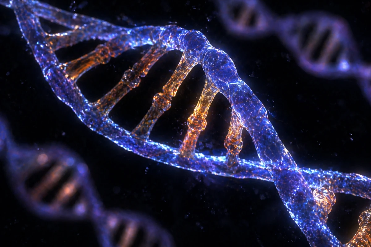 Podwójna helisa DNA jako symbol dziedziczenia genetycznego i mechanizmów ewolucji biologicznej