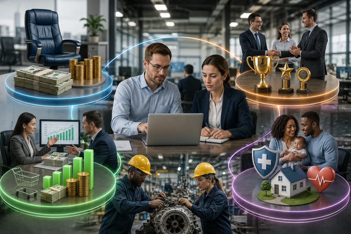 Wizualne porównanie różnych modeli wynagradzania pracowników