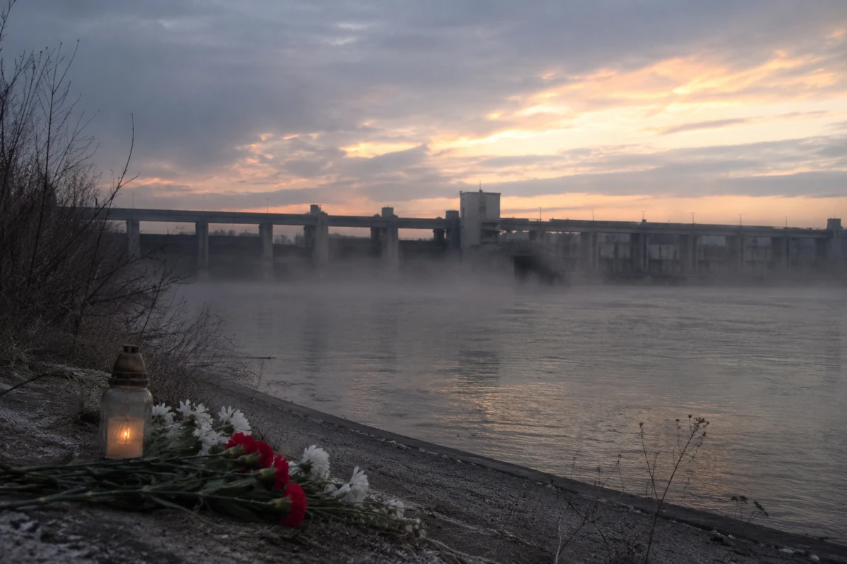 Tama na Wiśle pod Włocławkiem o świcie jako symbol śmierci księdza Jerzego Popiełuszki