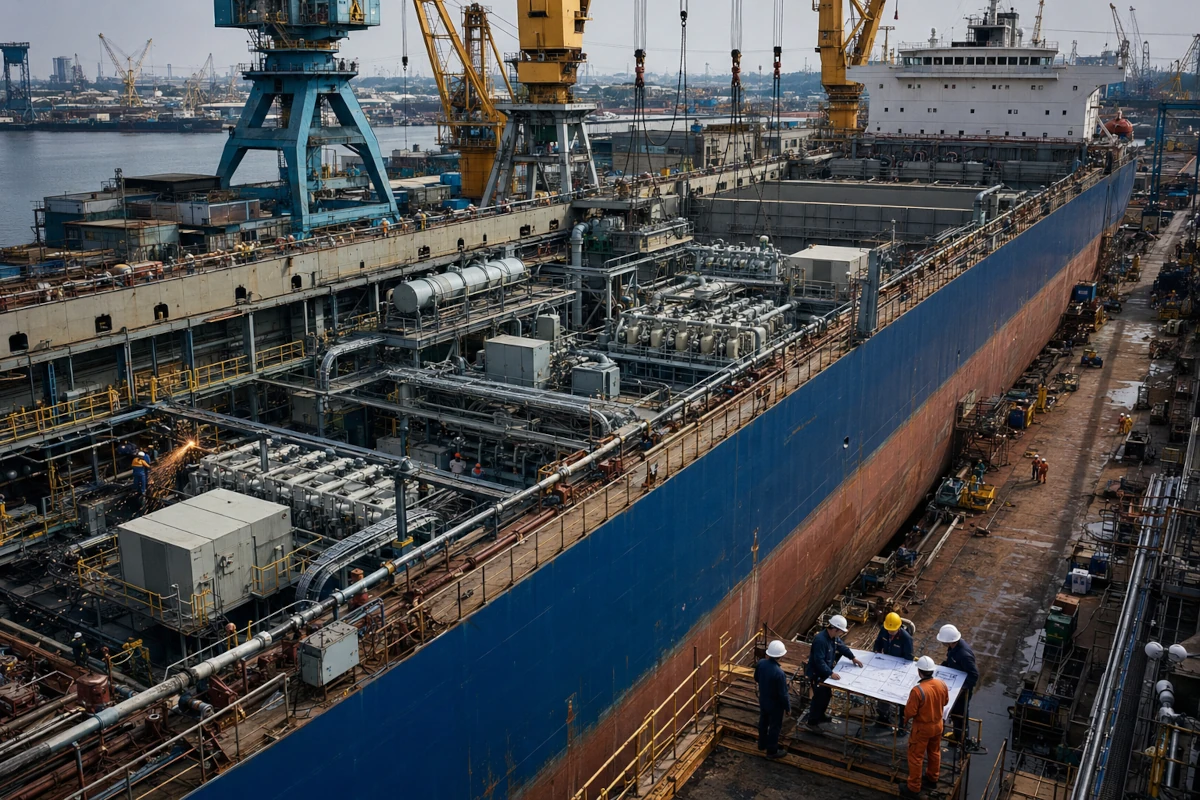 Masowiec przebudowywany w stoczni na pływającą elektrownię