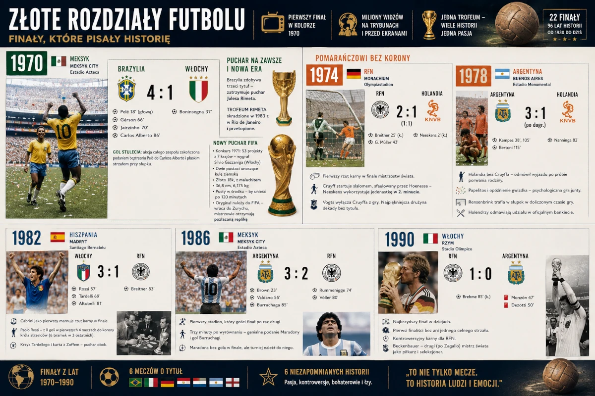 Infografika przedstawiająca finały mistrzostw świata z lat 1970–1990