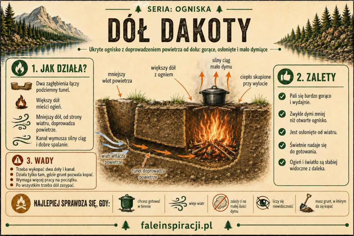 Infografika przedstawiająca dół Dakoty z podziemnym kanałem doprowadzającym powietrze