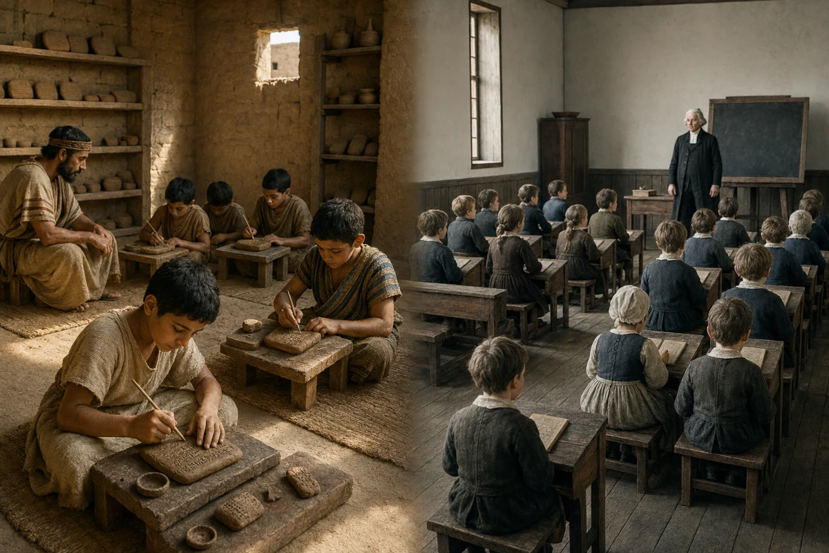 Sumeryjska szkoła skrybów i pruska klasa z XVIII wieku