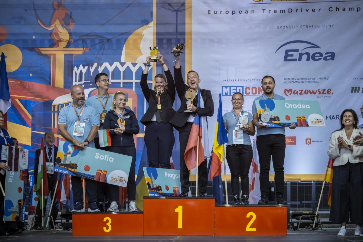 Podium Europejskich Mistrzostw Motorniczych TRAM-EM Warszawa 2026